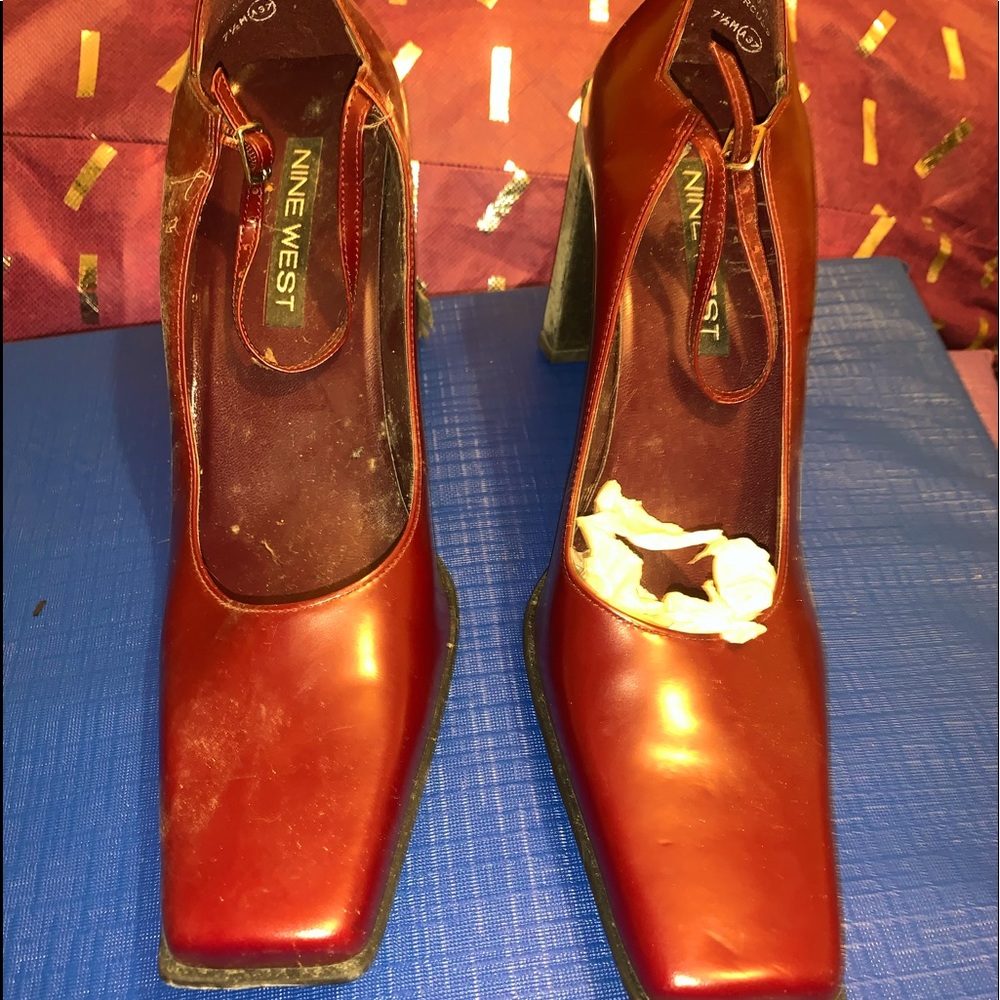 Red leather heels